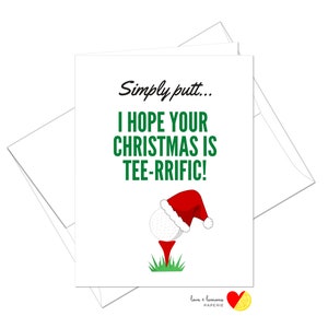 Simpel gezegd, ik hoop dat je Kerstmis Tee-rrific is - Golf Kerstvakantiekaart - Binnenbericht aanpasbaar