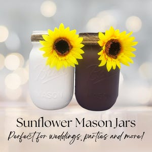 Fall Wedding Decor, Sunflower Mason Jars, Wedding Centerpieces, Sunflower Centerpieces, Sunflower Wedding Decor, Bridal Shower Decorations