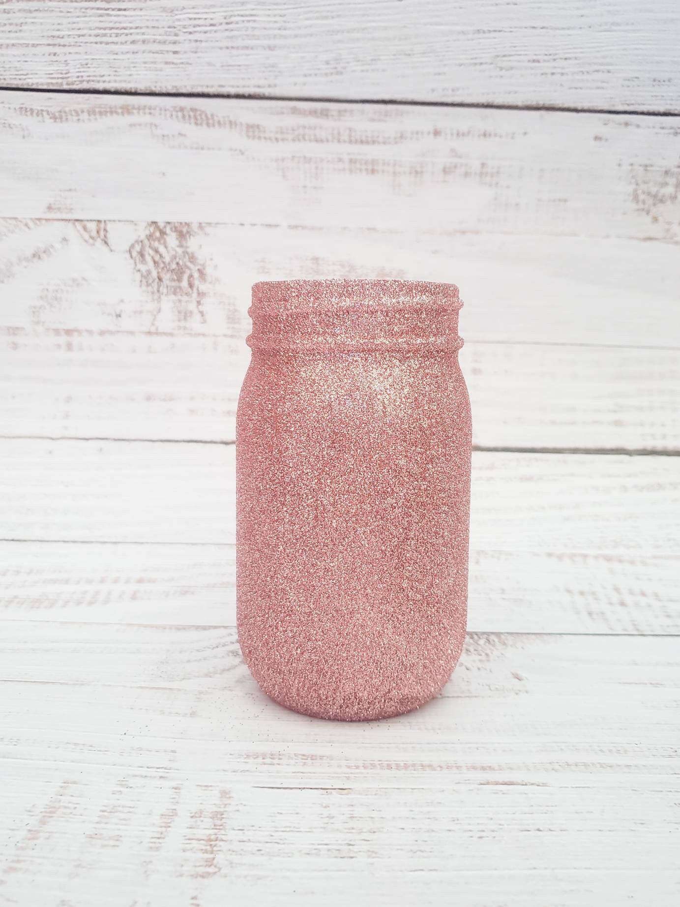 Rose Gold Mason Jar Glitter Mason Jar Spring Wedding Decor Etsy