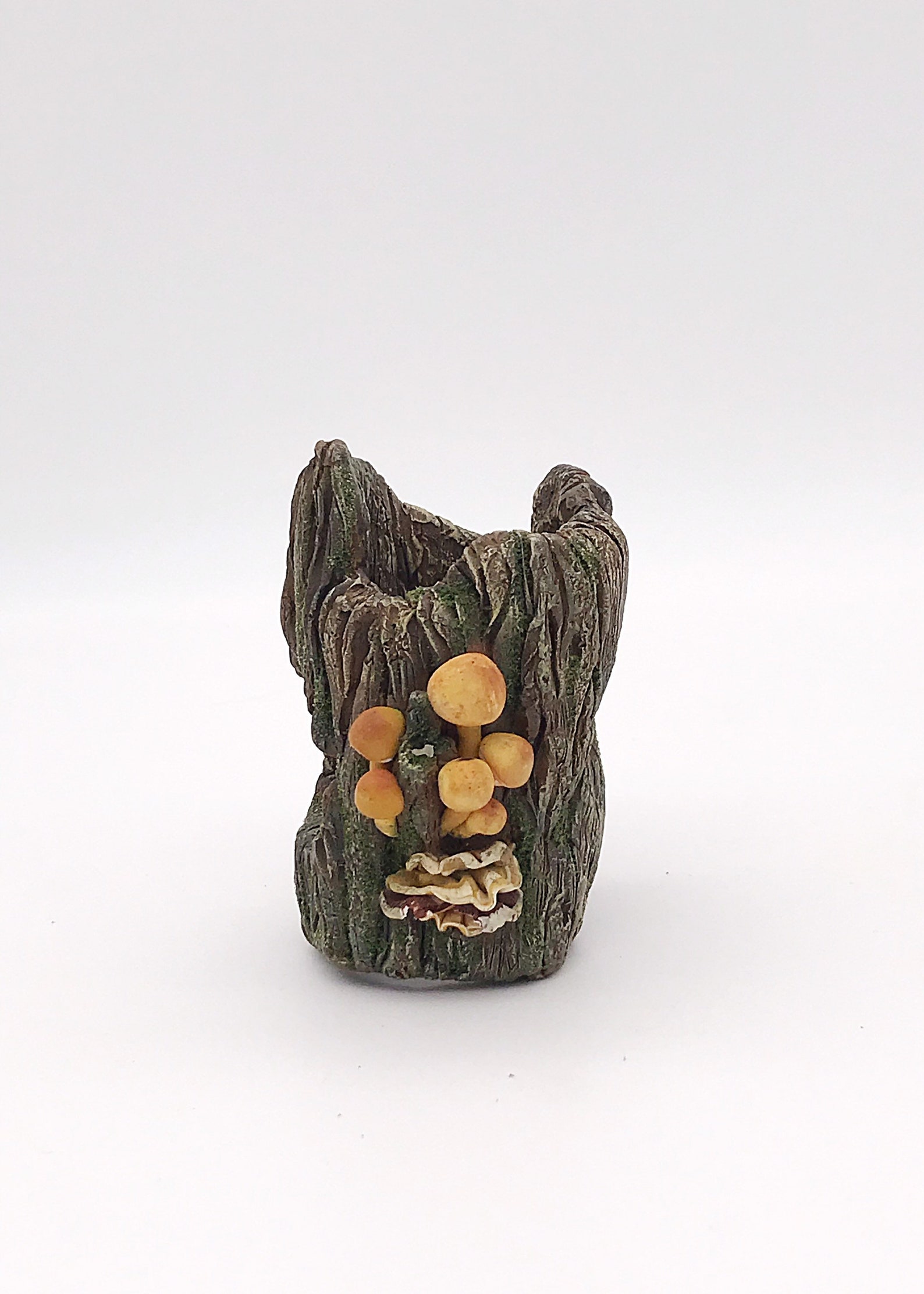 Miniature Tree Stump Polymer Stump With Mushrooms Fairy Etsy