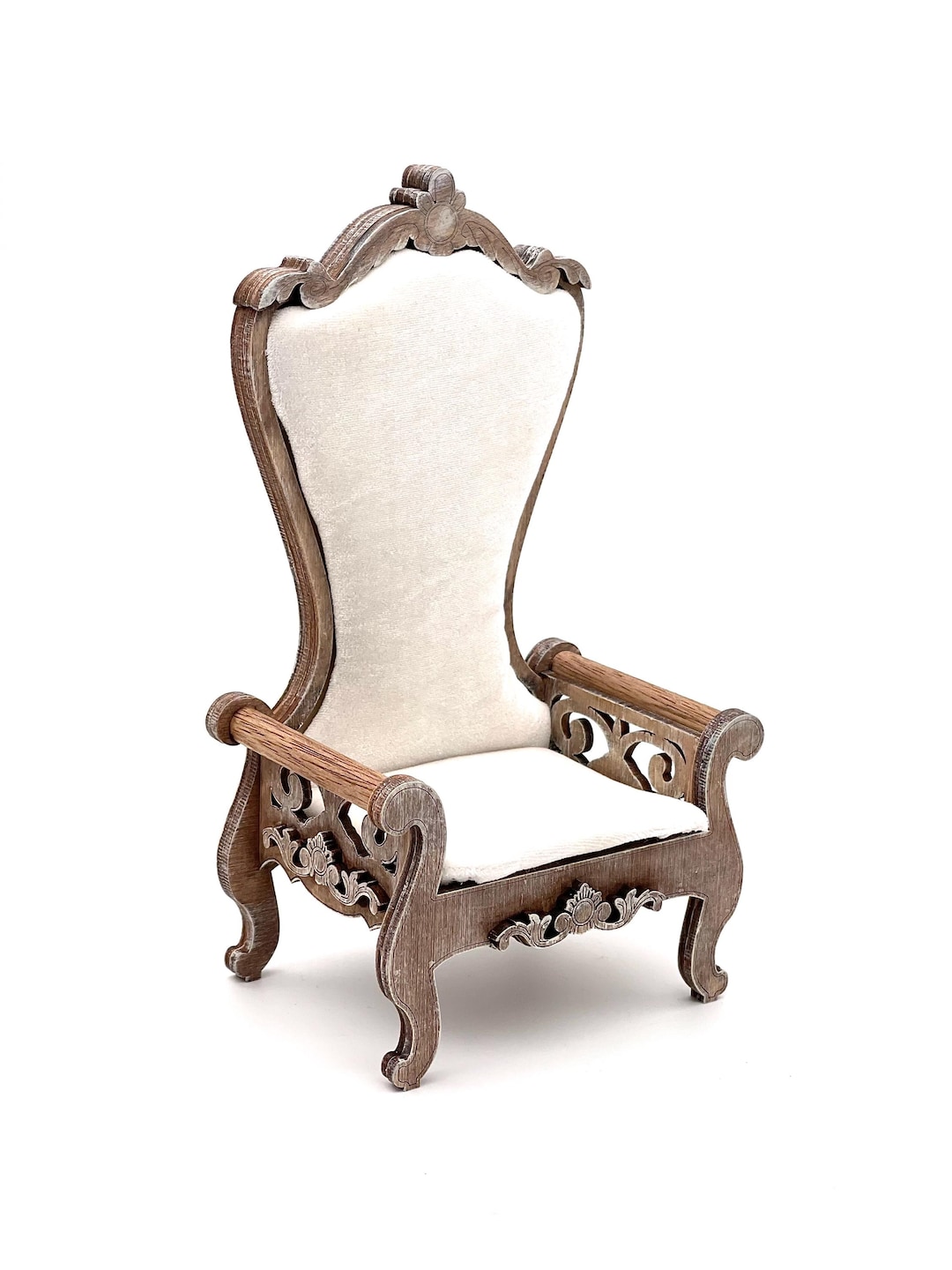 1:12 Scale Miniature Wooden Throne, Vintage Dollhouse Chair With Velvet ...