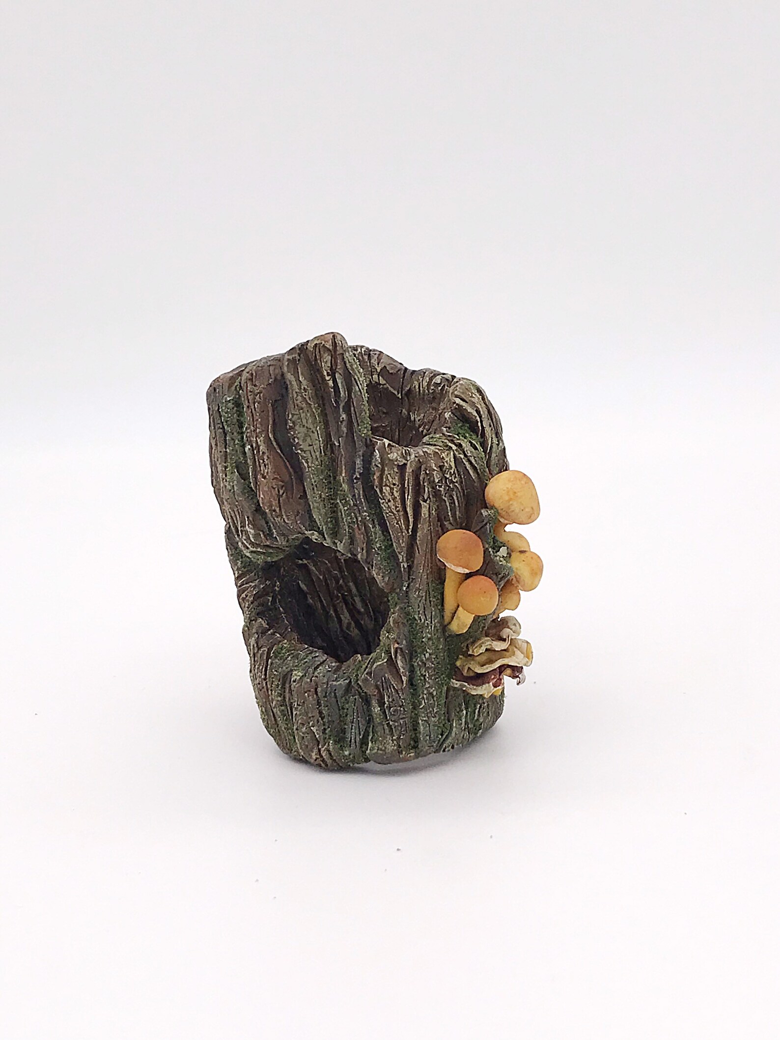Miniature Tree Stump Polymer Stump With Mushrooms Fairy Etsy