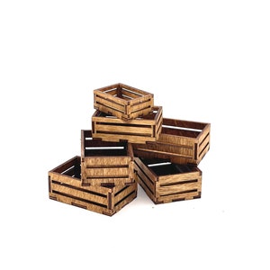 Miniature wooden box, dollhouse mini crate, vintage box for vegetables and fruits, farmhouse box