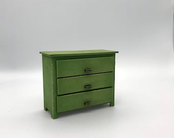 Miniature dresser for dollhouse, wooden furniture for doll