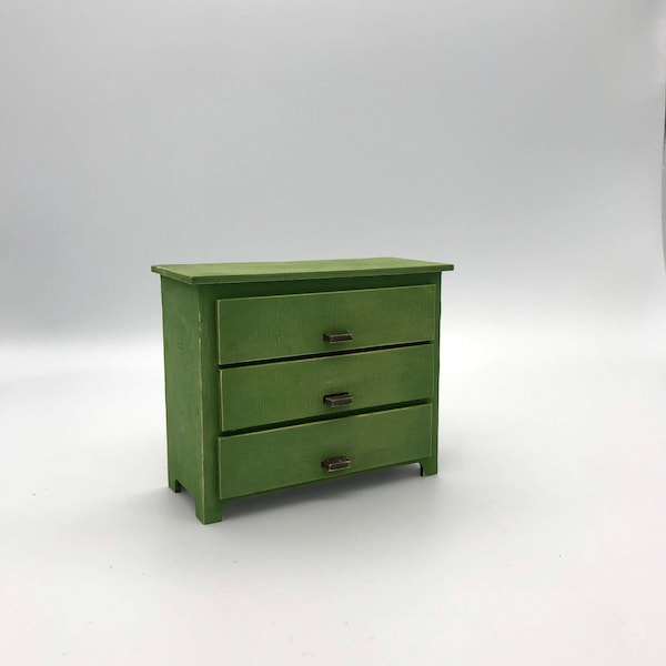 Miniature dresser for dollhouse, wooden furniture for doll