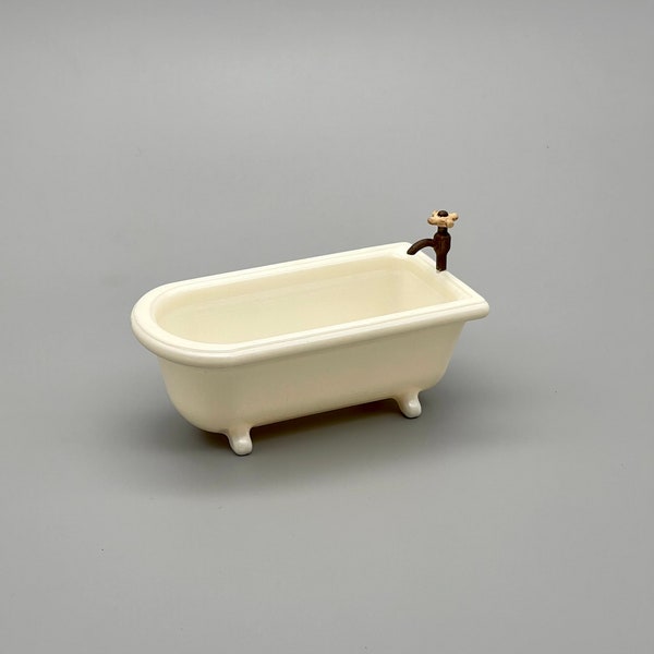 1:12 miniature bathtub for doll, dollhouse tub for bathroom diorama, bathtub with faucet, bath for ob11