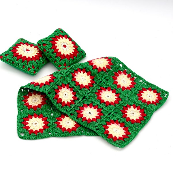 1/6 crochet pillows and blankets, Christmas dollhouse bedding set, knitted blanket