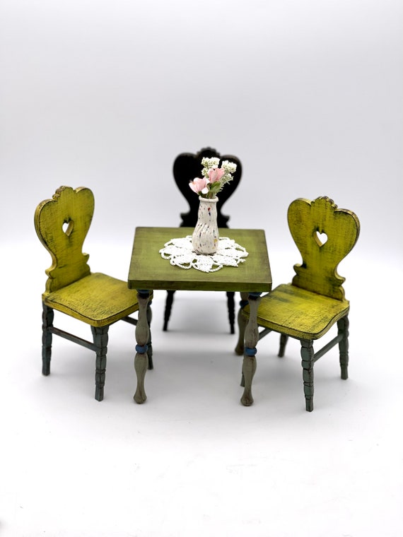 1/6 Dining Table Chair Foods Set for Dollhouse Miniature Accs 