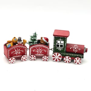 Miniature Christmas Train, Toy Teddy Bear for Train, Miniature ...