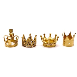 Miniature oval and round crown for doll, tiny tiara, Fashion Royalty gold crown, craft supply, fairy garden, 3d printed crown