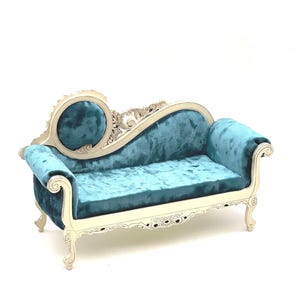 Miniature couch for dollhouse, vintage sofa for doll, roombox furniture