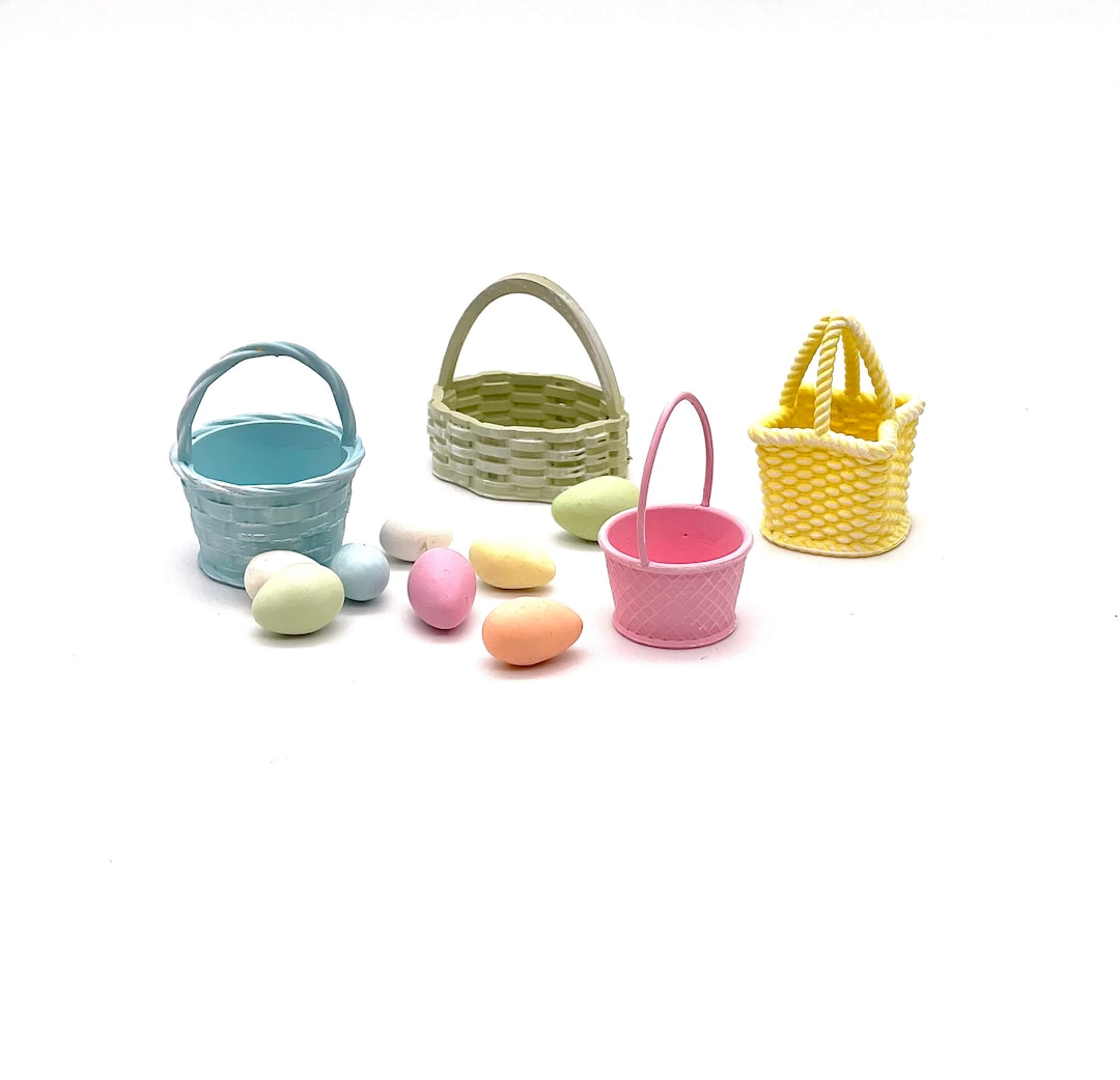 3D Printed Miniature Easter Basket With Bunny, Dollhouse Decoration - Etsy