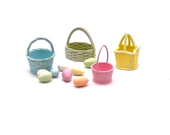 Miniature Easter basket eggs, bunny bucket eggs, basket for doll, Easter doll decoration , dollhouse basket, 3d printed