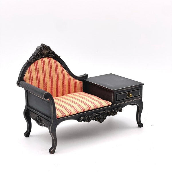 1:6 miniature telephone table , gossip bench for doll, dollhouse telephone chair, doll diorama