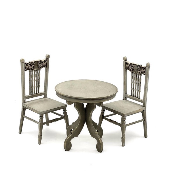 1/6 Scale Miniature Dining Set, French Style Dollhouse Furniture