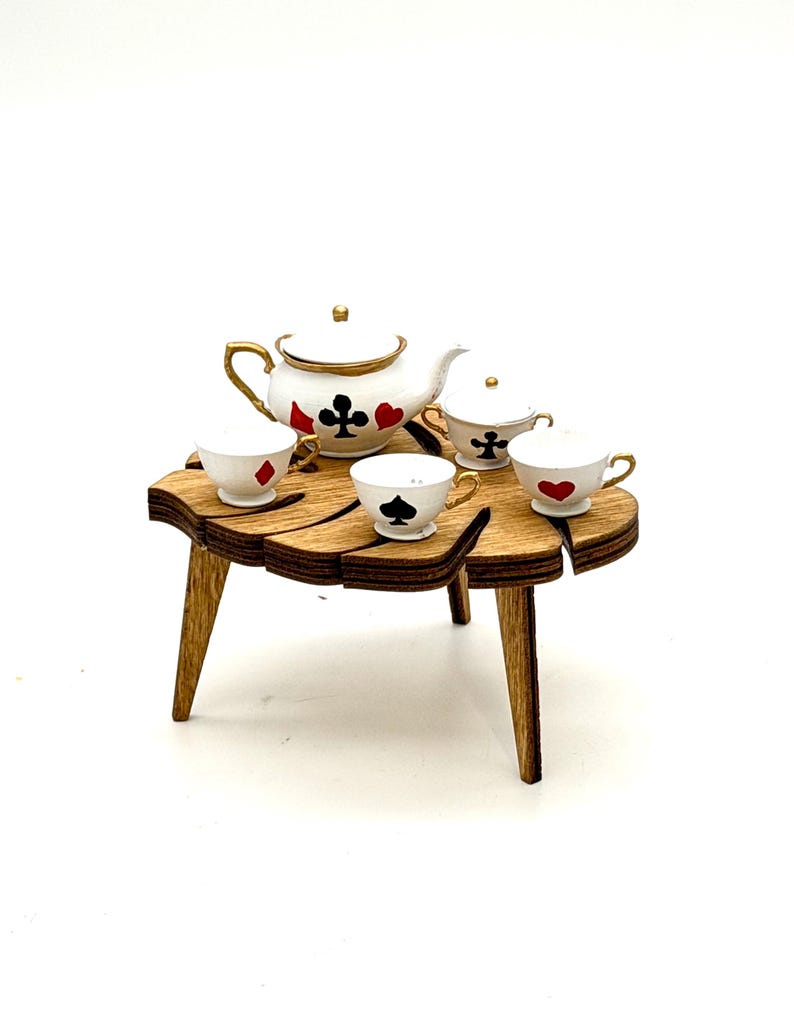 Miniature tea set for doll, Alice in Woderland dishes, dishes for doll kitchen, tiny kettle for tea, 3d printed dishes image 8