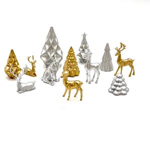 1:12 Christmas miniature reindeer, mini decor for dollhouse, Christmas tree for doll, miniature deer for