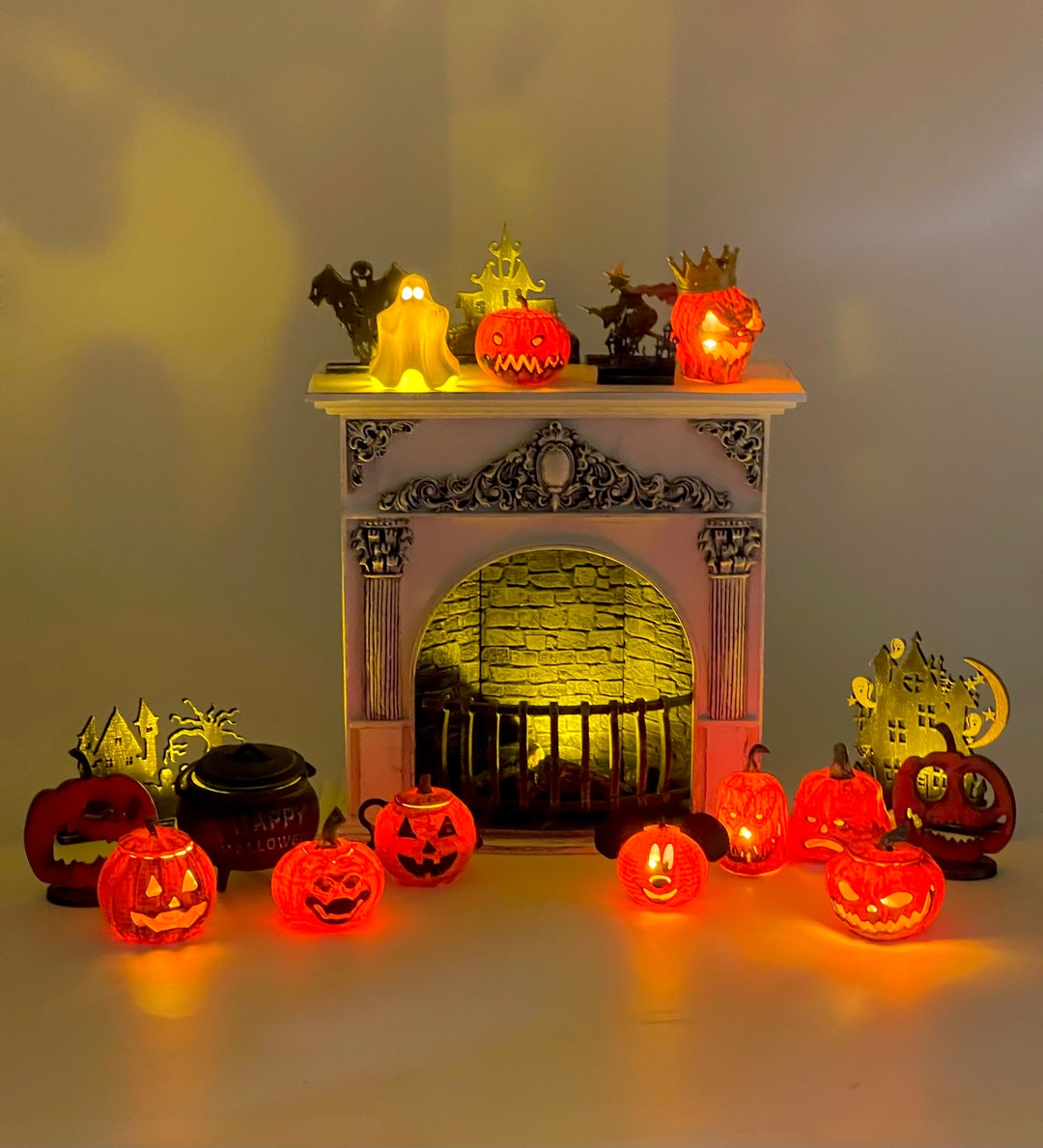 Miniature Halloween Pumpkin Lantern, Jack O' Lantern Dollhouse Decor - Etsy