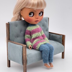 1/6 couch for doll, dollhouse furniture, roombox couch with fabric, sofa for BJD Dolls