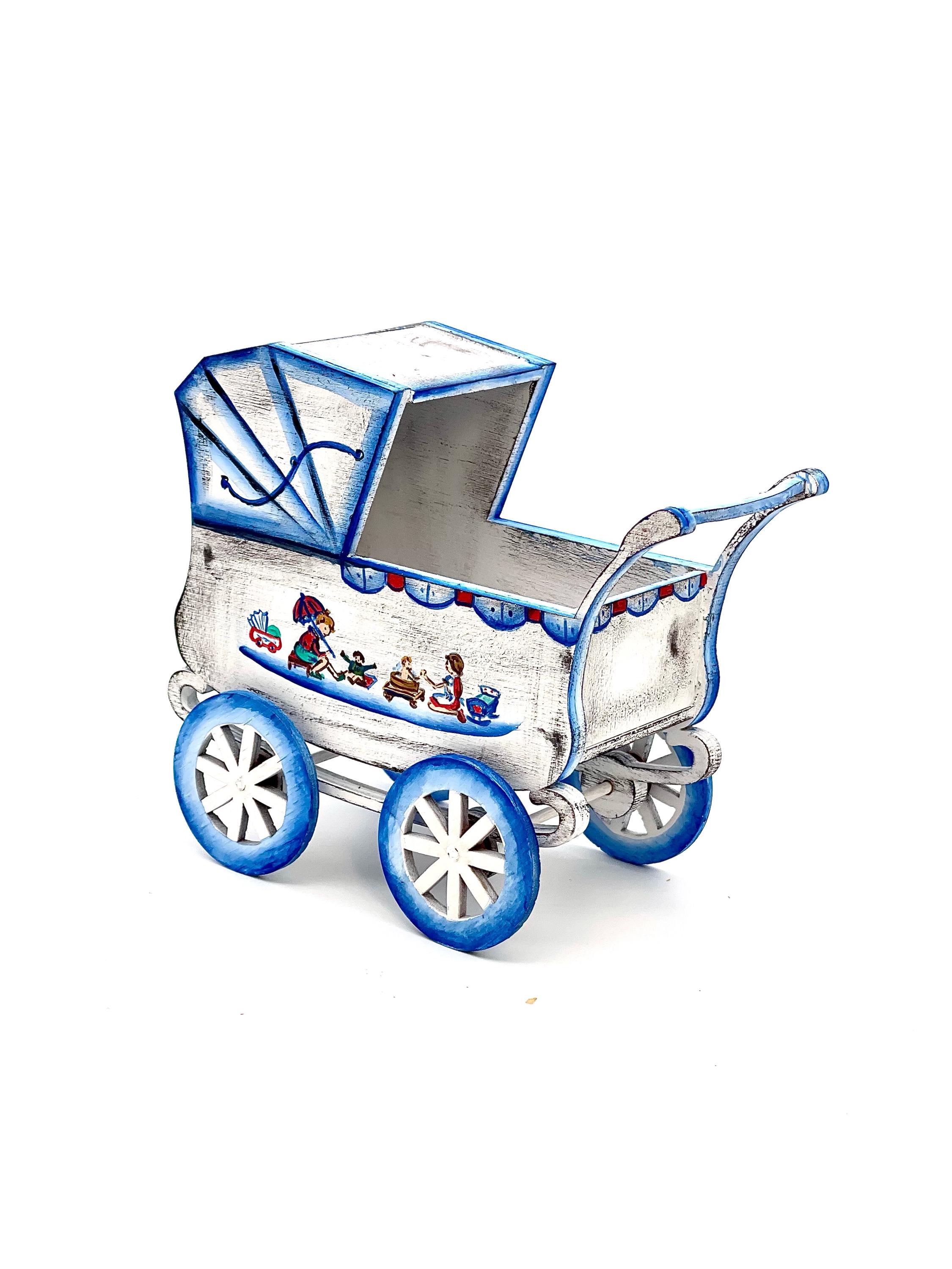Ancien Landau Miniature En Tôle Pour Poupée – Voiture D'enfant Germany Années 50