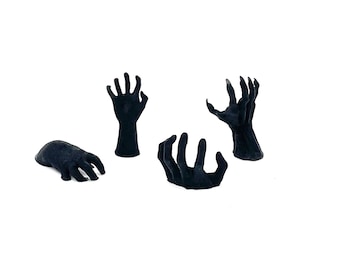 Miniature creepy reaching hands, black wall hands, spooky hands decor, haunted house decor, Halloween dollhouse