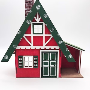 Christmas village, Santa’s workshop, Wooden dollhouse for pretend game, Christmas decorations, Santa’s house