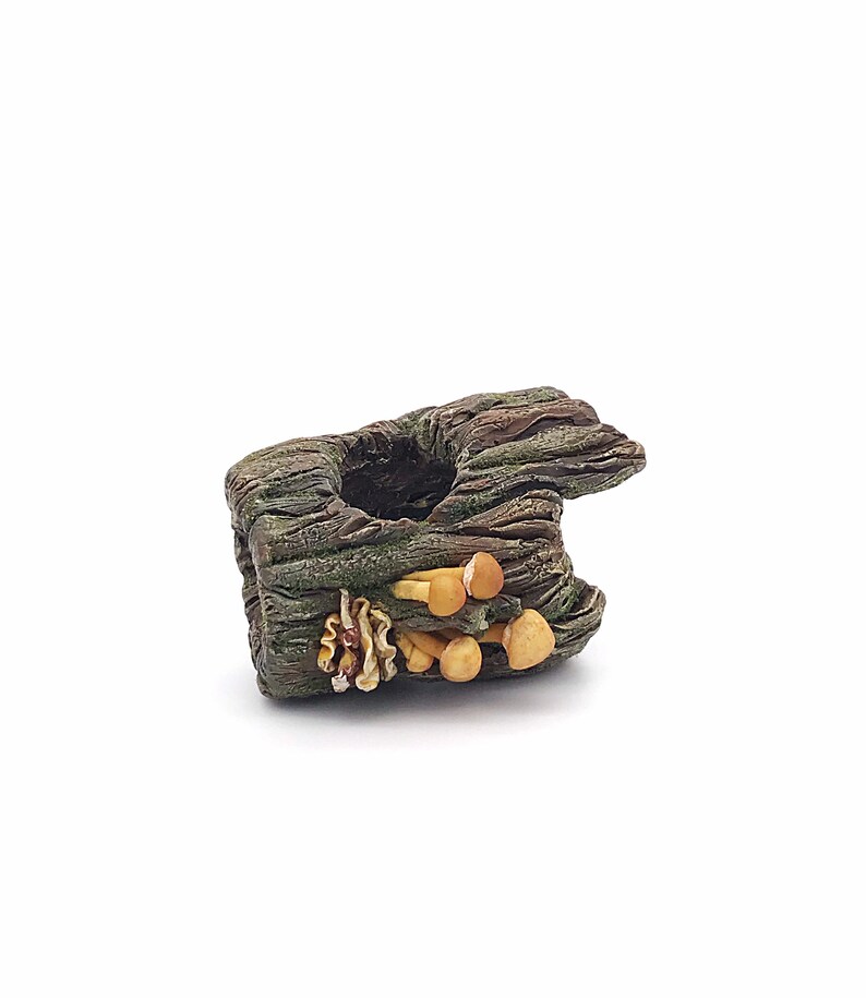 Miniature Tree Stump Polymer Stump With Mushrooms Fairy Etsy