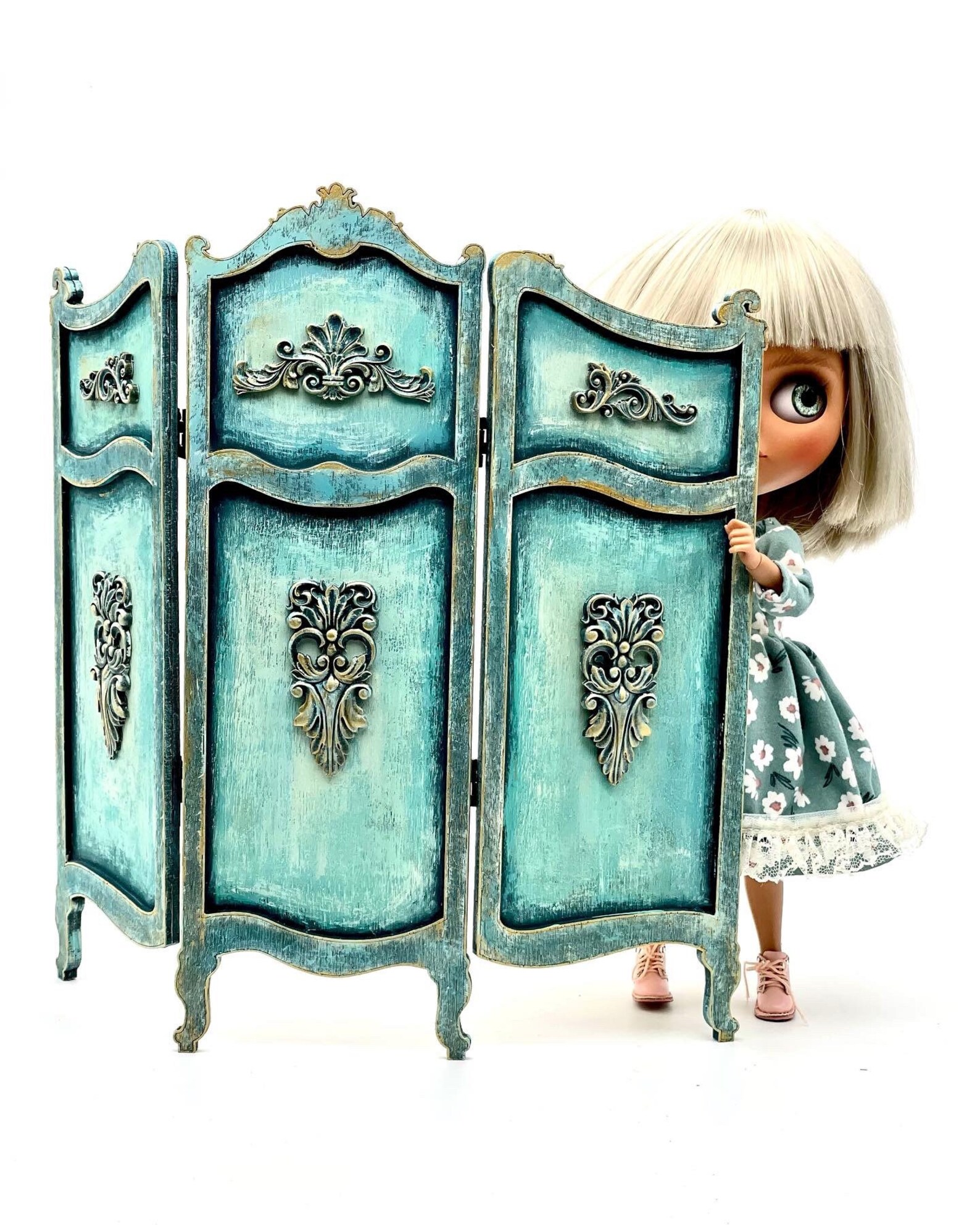 16 Dressing Room Screen for Doll Dollhouse Divider 3 Panels Etsy