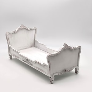 1:12 miniature bed for doll, vintage dollhouse bed, doll furniture, bedroom diorama doll