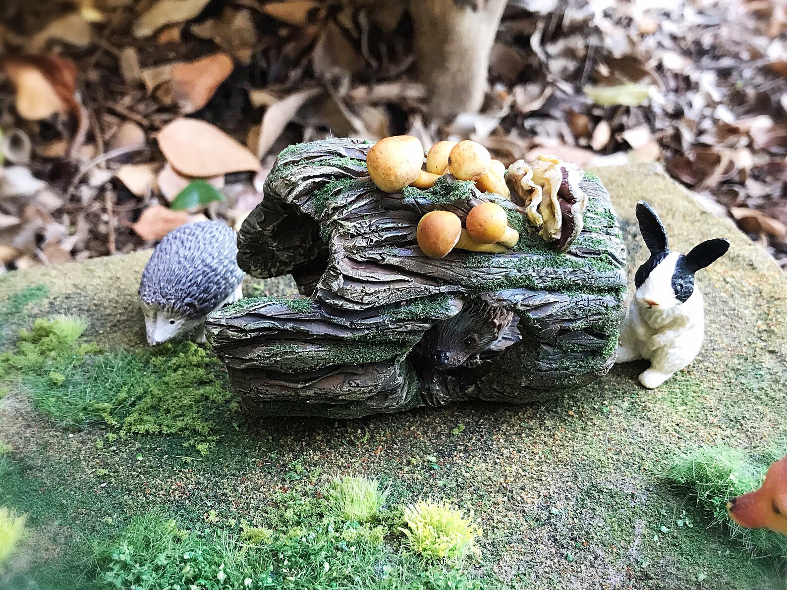 Miniature Tree Stump Polymer Stump With Mushrooms Fairy Etsy