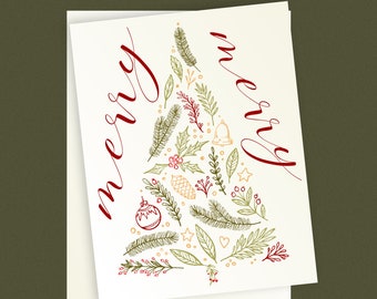 Merry Merry Christmas Cards - Set of 10, Envelopes