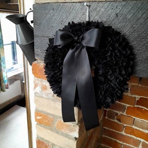 Mourning Wreath for Front Door, Memorial Wreath, Black Funeral Wreath, In Loving Memory, Gothic Decor, Black Fabric Wreath, Bereavement Gift