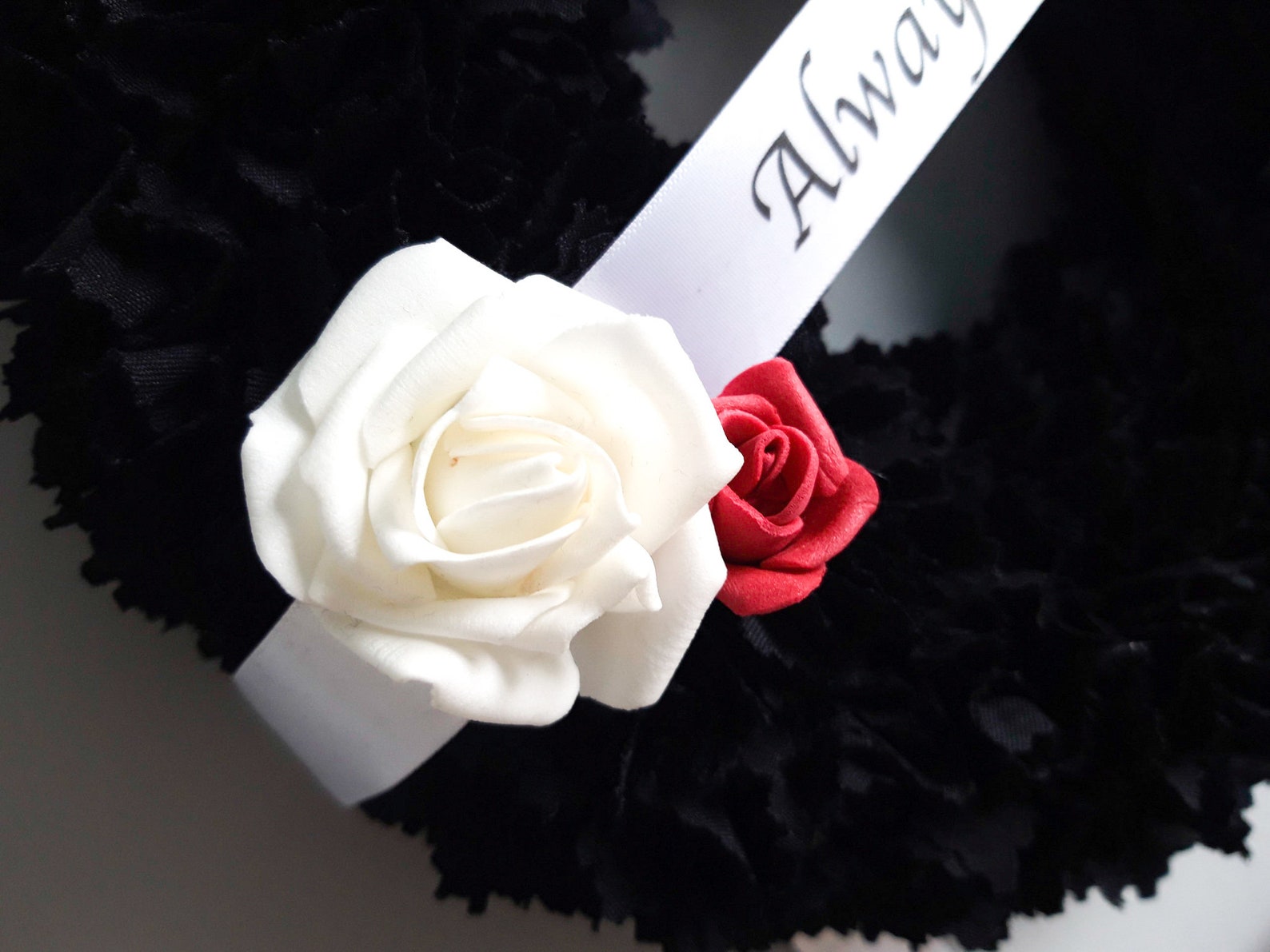 Black Funeral Wreath Personalised Sash Artificial Funeral Etsy