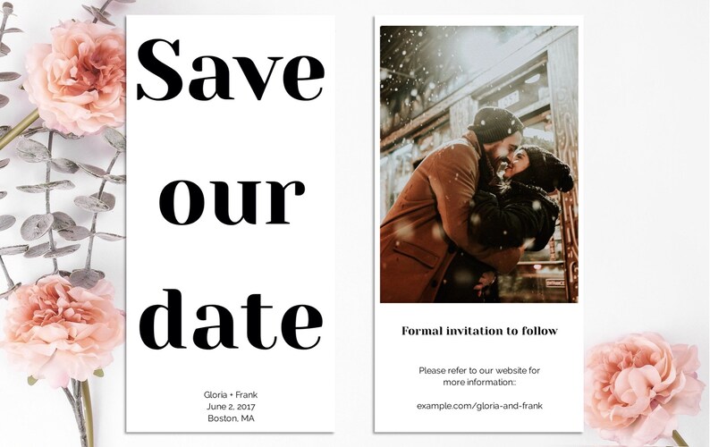 Templett Download Staples Walmart Sized for Walgreen/'s 4 x 8 in Minimalist Printable Save the Date Card