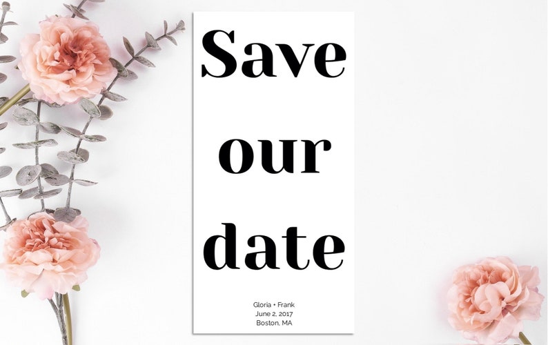 Templett Download Staples Walmart Sized for Walgreen/'s 4 x 8 in Minimalist Printable Save the Date Card