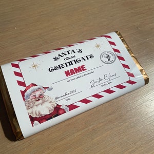 Santa's Official Certificate Nice List Christmas Stocking Filler Gift Christmas Eve Chocolate Bar