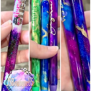 Alcohol Ink Personalized Glitter Pens / Papermate Inkjoy Pens / Refillable Pens