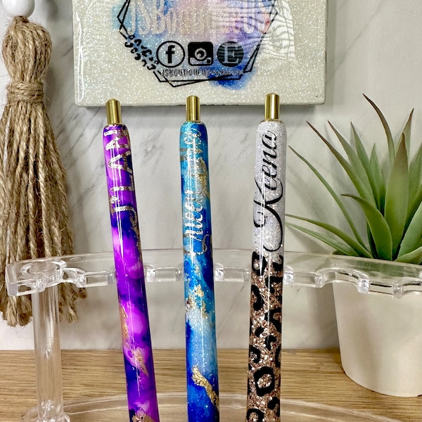 Personalized Glitter Pens; Personalized Ball Point Pens; Metal Pens; Refillable Pens; Gold Pens; Rose Gold Pens; Silver Pens; Leopard Pens