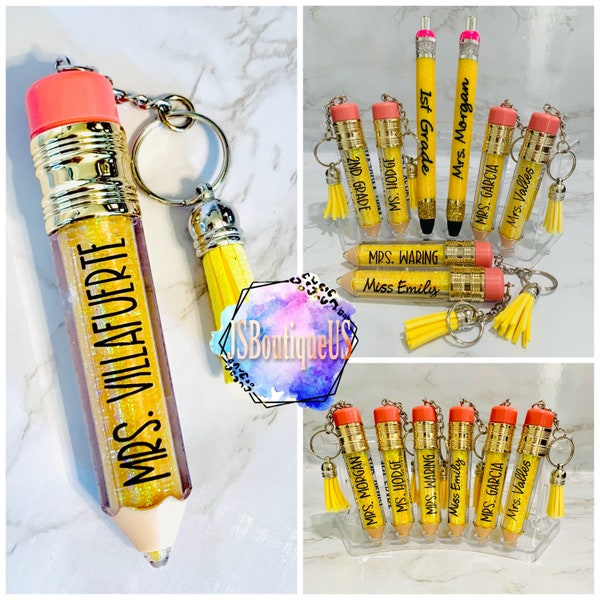 Personalized Teacher Pens, Gifts /Pencil Pens/ Pencil Keychains/ Cute Teacher Gifts/ Teacher Pens