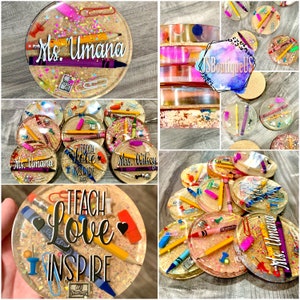 Personalized Teacher Coasters, Teacher Paperweights, Cute Teacher Gifts