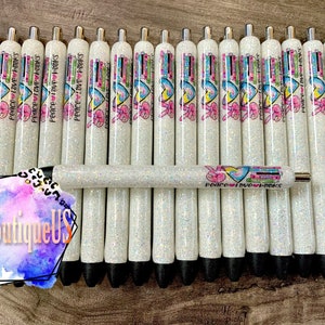 Peace, Love, Books pens, Book lovers, Papermate Inkjoy, Ballpoint pens, personalized glitter pens, epoxy pens