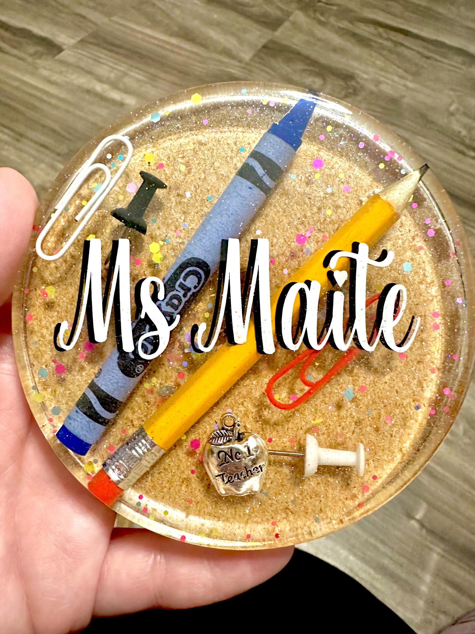 Personalized Teacher Epoxy Coaster, Paperweight Gift - Etsy