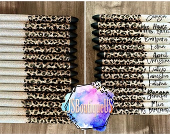 Personalized Leopard Glitter Papermate Inkjoy Pen: Refillable Black Ink