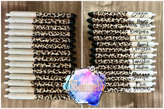 Personalized Leopard Glitter Papermate Inkjoy Pen: Refillable Black Ink