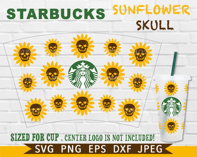 Download Full Wrap Sunflower Skull Starbucks Cup Svg DIY Venti Cup ...