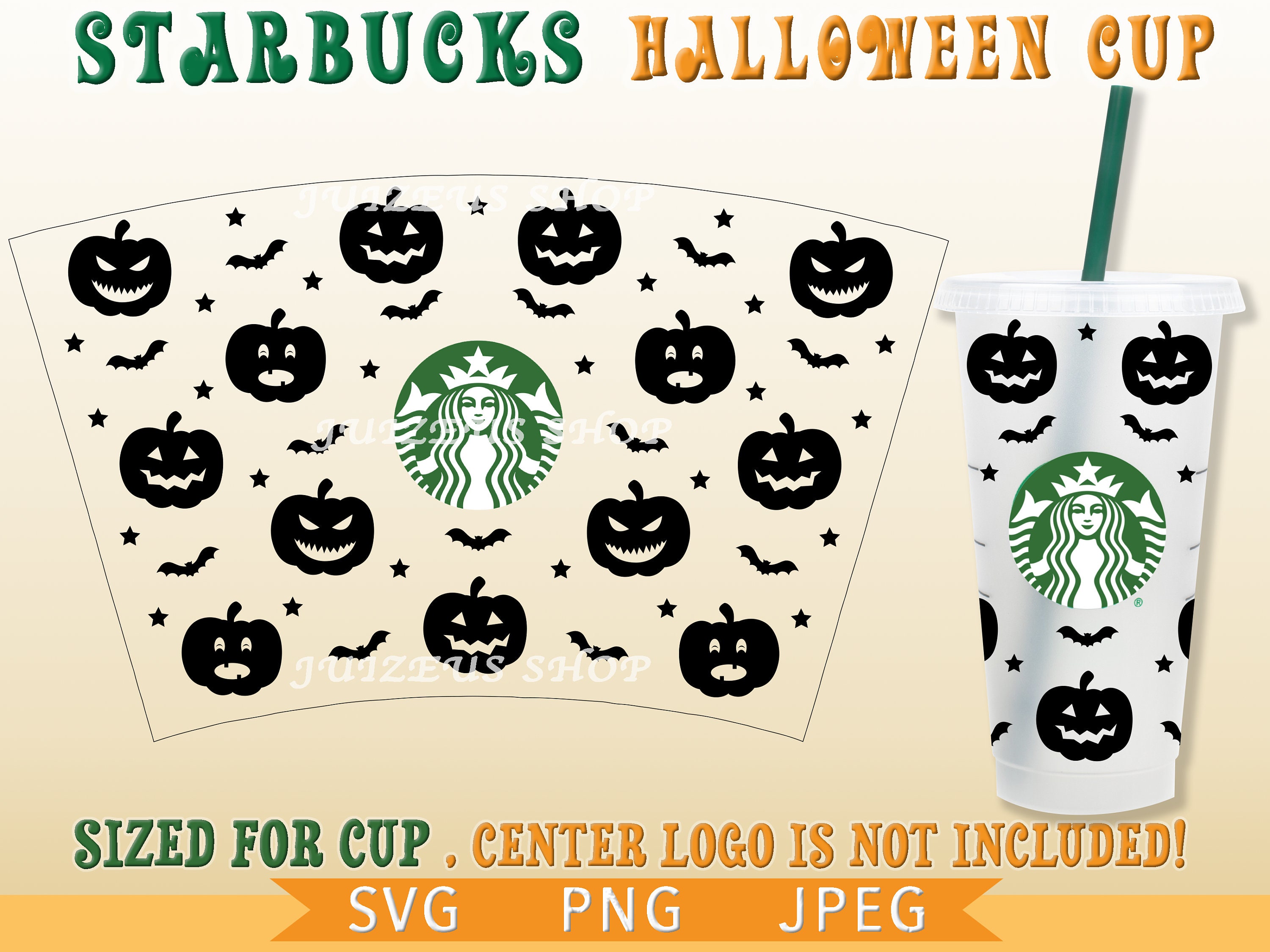 Full Wrap Halloween Pumpkin Starbucks Cup Svg DIY Venti Cup Etsy