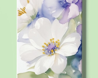 Lavender Floral Water Color Canvas Painting