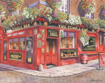 poster paper print signed The Temple Bar painting illustration drawing ukraine city landscape dublin ireland free shipping
