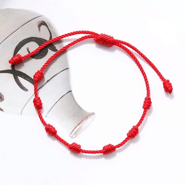 Men women 7 knots kabbalah bracelets red string red cord protection hilo rojo