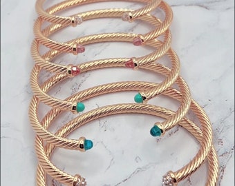 Kabel manchet gouden armband handgemaakte sieraden cadeau voor haar kerstcadeau gepersonaliseerd cadeau